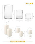 ARIAMOTION Glass Candle Holders Set, Hurricane Vase Centerpieces for Pillar Votive Flower,Clear Seeded Bubbles Cylinder Bulk, Mother's Day Birthday Gift,3 Sizes 8 Inch 5 Inch 3.5 Inch Height - color: Bubbles Clear