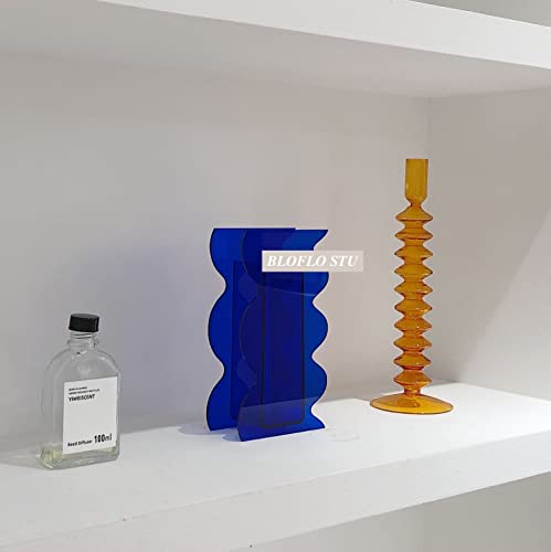 BLOFLO Klein Blue Acrylic Vase, Geometric Wave Shaped Vases for Flowers, Modern Contemporary Decor for Home Office Wedding - color: Klein Blue