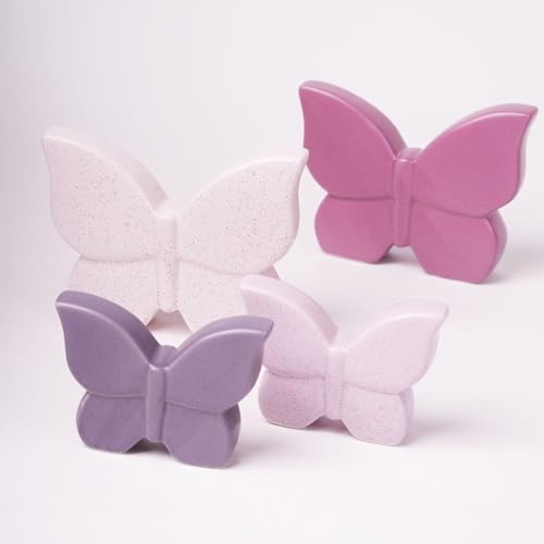 Butterfly Decor Statue Animal Figurine Gift Modern Art Sculpture for Living Room Bedroom Home Ceramic Cream 6.7 Inch