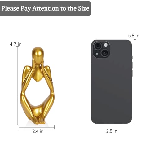Sandstone Resin Thinker Style Abstract Sculpture Statue Collectible Figurines Home Office Bookshelf Desktop Decor (Small Gold, Focus) - color: Small Gold, size: Focus 1pc