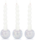 Vixdonos Round Resin Rhinestones Candlestick Holders Set of 3 Ceramic Candle Holder Bulk for Taper Candles,Silver - color: Rhinestones-silver