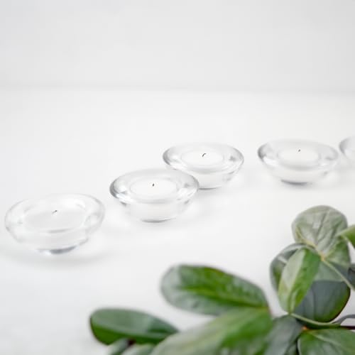 WGV Sturdy Tea Light Votive Candle Holder 3" W, Clear Heavy Thick Chubby Plate Bowl Glass, Small Accent Decor, 1 Pc - color: Clear-chubby-3"