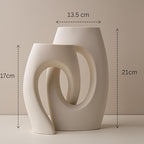 Modern Ceramic Vase Set of 2 – White Abstract Sculptural Vases for Home Décor, Table Centerpiece, Office & Living Room Decoration