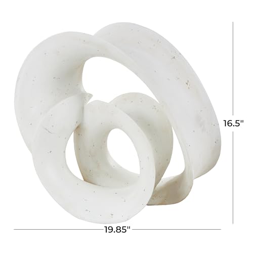 Deco 79 Polystone Abstract Decorative Sculpture Wavy Shaped Home Decor Statue with Cutouts and Speckled Texturing, Accent Figurine 20" x 11" x 17", White - size: 20" x 11" x 17"