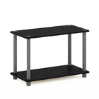 Furinno TURN-N-TUBE Side Table, 2-Tier Modern Rectangle End Table with Open Shelf, Night Stand, Bedside Table, Toolless Assembly, for Living Room, Bedroom, Black - color: Black/Grey, size: 1-Pack