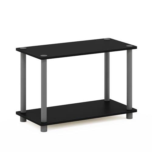 Furinno TURN-N-TUBE Side Table, 2-Tier Modern Rectangle End Table with Open Shelf, Night Stand, Bedside Table, Toolless Assembly, for Living Room, Bedroom, Black - color: Black/Grey, size: 1-Pack