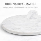 11-Inch Round Marble Cheese Board – Solid White Natural Stone Cutting Board & Charcuterie Serving Tray with Non-Slip Feet, 0.5” Thick, Easy to Clean. - color: White, size: 11"L x 11"W