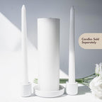 Unity Candle Holders and Vase Set, White Porcelain Candleholders for Taper Candles and Vase for Pillar Candle, Set of 3, Minimalist Round Ceramic Candle Holders, Great for Wedding Candle Set