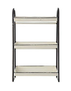 Creative Co-Op Heavily Distressed White 3-Tier Metal Tray with Black Frame & Rim - color: White
