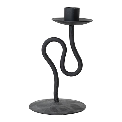 Creative Co-Op Metal Abstract Shaped Taper Candle Holder, Black - size: 3.75" Diameter x 6.5" H