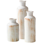 White Ceramic Vase Set of 3, Farmhouse Decor, Home Decorative Vase, Vases for Your Kitchen, Bedroom, Office, Living Room, Bathroom, & Shelf Centerpiece Table Decorations
