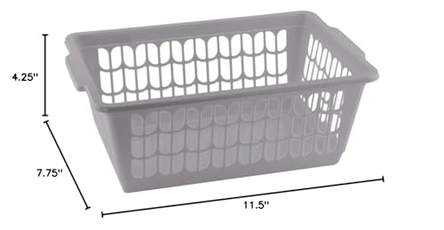 YBM HOME Plastic Perforated Storage Basket Bin Office Drawer, Shelf Desktop Countertop Tray Organizer 32-1188 (1, grey) - color: Grey, size: Pack of 1