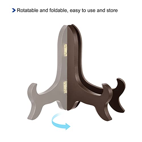 uxcell 2pcs 5" Easel Plate Holder, Wooden Folding Display Stand Brown for Decorative Picture Frame - color: Brown, size: 5"