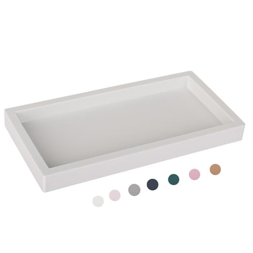 Bathroom Tray, Small Vanity Tray Silicone Soap Dish Sponge Holder Kitchen Sink Organizer Bathroom Accessories for Countertop, Toilet, Shower - Greyish White - color: Grayish White, size: 7.9" x 4.0"