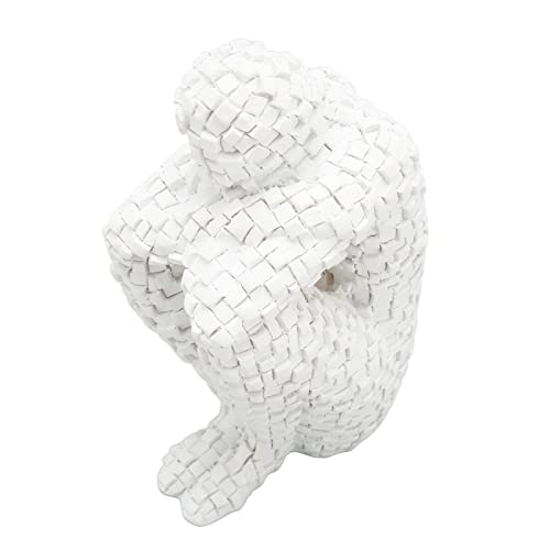 Mini Thinker Statue, Abstract Mosaic Sculpture Silence is Gold Craft Abstract Art Resin Sculpture for Household Living Room, Coffee Table Minimalist Decor, Tabletop Decoration