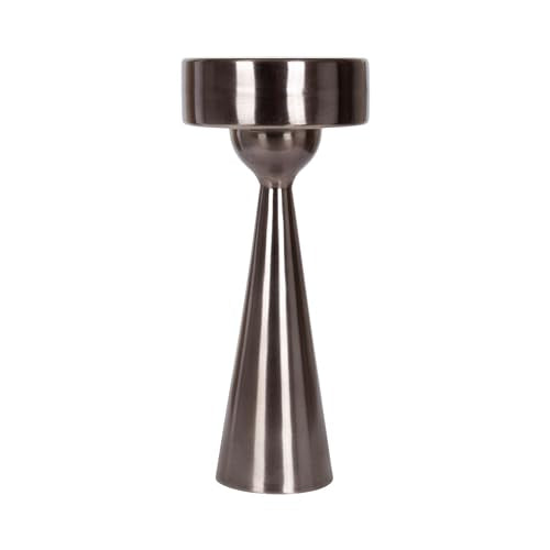 Kate and Laurel Solbrett Modern Sophisticated Metal Drink Table, 10 x 10 x 22, Gunmetal, Contemporary Mini Pedestal Table with Unique Sculptural Design for Use as Indoor Plant Stand - color: Pewter