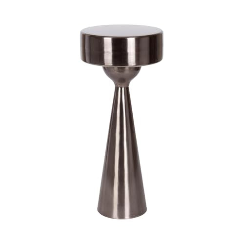 Kate and Laurel Solbrett Modern Sophisticated Metal Drink Table, 10 x 10 x 22, Gunmetal, Contemporary Mini Pedestal Table with Unique Sculptural Design for Use as Indoor Plant Stand - color: Pewter