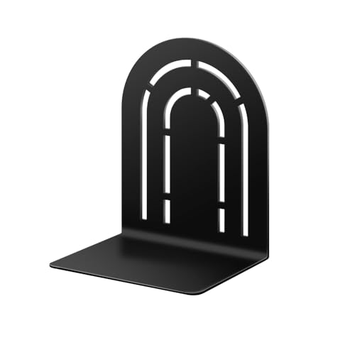 Book Ends to Hold Books, Metal Bookend, Symmetrical Arch Bookends for Heavy Books, Black Rust-Proof Bookends for Bookshelf & Desk, Non-Skid Decorative Book Stopper for Home Office Decor (1 Pair) - color: Type-1