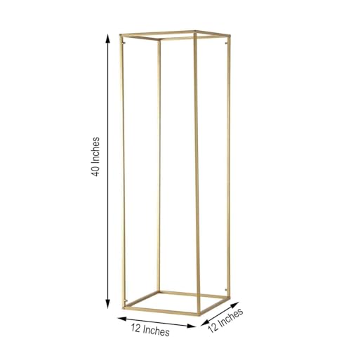 Efavormart 2 Pack 40" Matte Gold Wedding Flower Stand Metal Vase Column Stand Geometric Centerpiece Vase - color: Gold, size: 2 Pack 40''