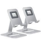 Nulaxy 2 Pack Dual Folding Cell Phone Stand, Fully Adjustable Phone Holder for Desk, Compatible with iPhone 16 15 14 13 12 11, Nintendo Switch, All Phones, Silver - color: Silver