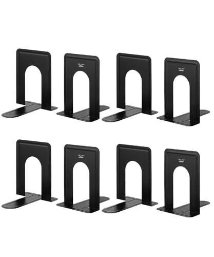 Mr. Pen- Book Ends, 8 Pack, Black, Heavy Duty Metal Bookends for Shelves, Book Holders for Shelves, Metal Bookends - color: Black, size: 8 Pack