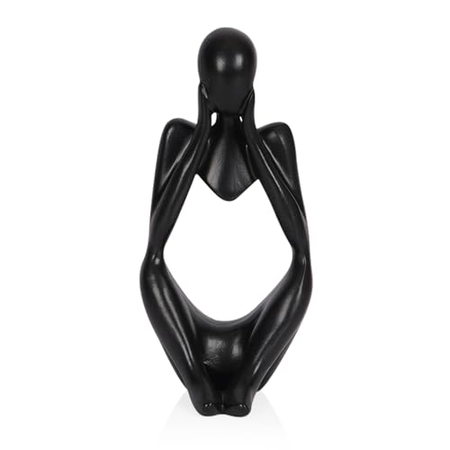 Sandstone Resin Thinker Style Abstract Sculpture Statue Collectible Figurines Home Office Bookshelf Desktop Decor (Small Black, Focus) - color: Small Black, size: Focus 1pc