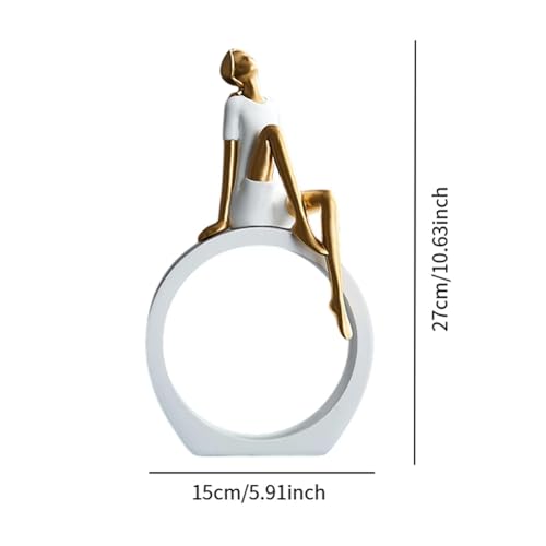 Girl Figurine Women Statue Cabinet Desktop Figure Living Room e Bedroom Shop Table Centerpieces Modern Sculpture Ornament, White Thinker - color: White Thinker
