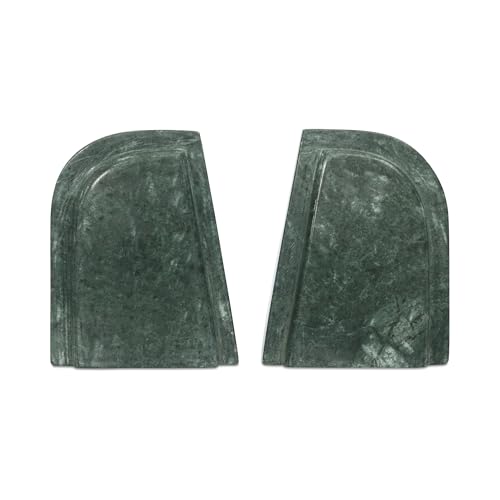 Torsten Bookend, Rectangular, Green Marble, Sculptural Bookend Pair - Set of 2