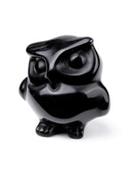 Jovivi Crystal Owl Decor Black Obsidian Healing Stone Crystal Pocket Owls Figurine Statue Hand Carved Polished Natural Gemstone Sculpture Home Office Desk Meditation Gift - color: Black Obsidian