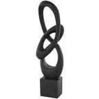 Deco 79 Polystone Abstract Decorative Sculpture Intertwined Loop Home Decor Statue with Block Base, Accent Figurine 6" x 4" x 20", Black - size: 6" x 4" x 20"