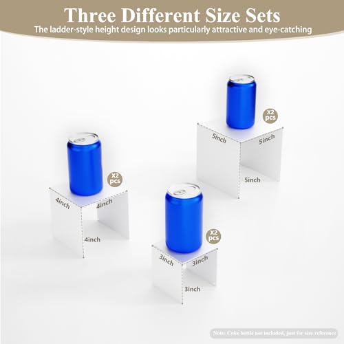 Matte Metal Display Stand,6 Pcs 2 Set Display Risers for Display, Metal Rectangular Display Shelf for Showcase, Dessert, Toys, Perfume (White, 3''x4''x5) - color: White, size: 3''x4''x5"