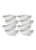 Serene Spaces Living Extra Large Free-Form Edge Glazed Ceramic Bowl - Fruit Basket, Dinnerware, Centerpiece for Weddings, Events, 10.5" Long, 8" Wide and 3.5" Tall, Pack of 8 - color: White, 10.5" Long, Set of 8