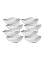 Serene Spaces Living Extra Large Free-Form Edge Glazed Ceramic Bowl - Fruit Basket, Dinnerware, Centerpiece for Weddings, Events, 10.5" Long, 8" Wide and 3.5" Tall, Pack of 8 - color: White, 10.5" Long, Set of 8