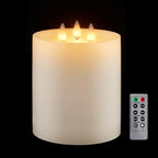 3-Wick Flameless Pillar Candle with Remote Timer, 3D Moving Flame Real Wax Led Candles (Ivory with 3 Wick, 6.5in) - color: Ivory with 3 wick