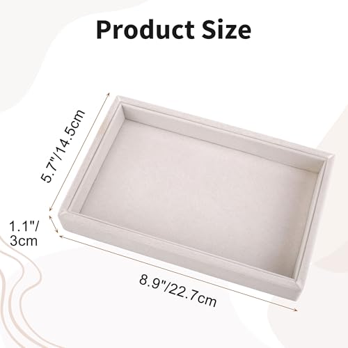 Mornajina 9" x 5.7" Velvet Jewelry Tray Jewelry Display Tray, Stackable Empty Plate Trays for Earrings Necklaces Bracelet Rings Display Showcase - Beige - color: Beige, size: Flat Tray 9"x5.7"