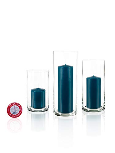 yummi Set of 12 Slim Pillars and Cylinder Vases - Sapphire - color: Sapphire