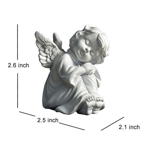 OwMell Little Angel Statue Figurine, Resin Cherub Statue Sleeping Angle Sculpture, Remembrance Healing Sympathy Gift for Memorial, Shelf Home Living Room Desktop Office Decoration - White - color: White