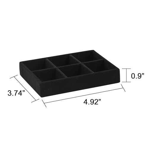 Frebeauty Small Jewelry Tray Set,Stackable Velvet Jewelry Organizer Tray,Mini Jewelry Drawer Organizer,Drawer Inserts,4.92 x 3.74 x 0.9 Inches,Earring Organizer for Women(Set 9,Black) - color: Black, size: Mixed Set 9