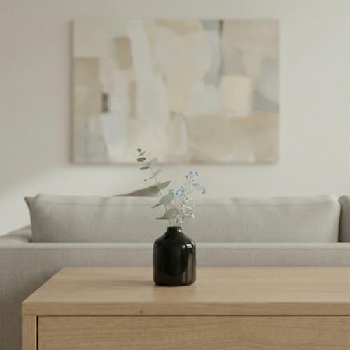 Sunddo Ceramic Flower Vase for Pampas Grass - 4 Inch Small Black Vase for Centerpieces, Bottle Modern Decorative Vases Home Decor, Bathroom, Window Sill, Nightstand, Desk Decor - color: Black, size: 4 inch