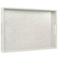 20 * 14 inches Leather Rectangle Serving Tray with Hole Handles,High-End Light Large Service Tray for Ottoman Tray, Tea, Food, Butler - Countertop, Kitchen,Family Dinner, Picnic (White) - color: White, size: 20" x 14" x 2"