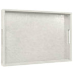 20 * 14 inches Leather Rectangle Serving Tray with Hole Handles,High-End Light Large Service Tray for Ottoman Tray, Tea, Food, Butler - Countertop, Kitchen,Family Dinner, Picnic (White) - color: White, size: 20" x 14" x 2"