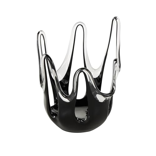 Deco 79 Glass Abstract Decorative Vase Centerpiece Vase with Wavy Oval Cutouts, Flower Vase for Home Decoration 7" x 7" x 10", Black - color: Black, size: 7" x 7" x 10"