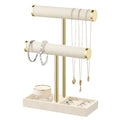 bussdis 2 Tier Bracelet Holder Display - Detachable T Bar Beige Velvet Bracelet Holder, Jewelry Holder Organizer for Bracelet, Necklace, Earrings, Rings - color: Beige