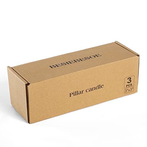 3×3 White Pillar Candles Set of 3 Unscented Handpoured Weddings, Home Decoration, Restaurants, Spa, Church Smokeless Cotton Wick 90 Hour - size: 3×3 white