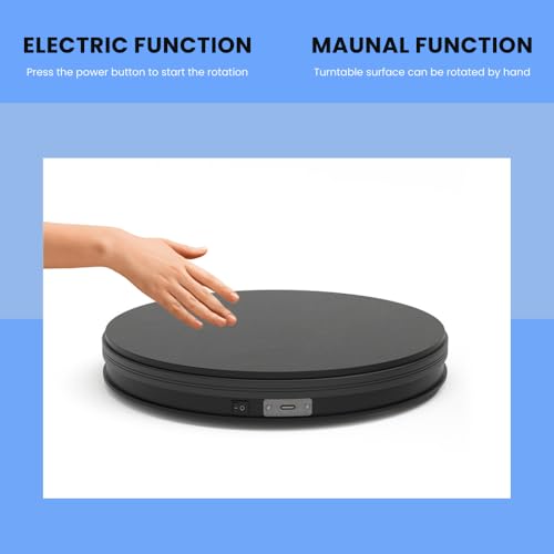 fotoconic Black Electric Motorized Rotating Turntable Display Stand, 14 Inch / 35cm Diameter, 110 Lb Centric Loading for Shop Display - size: Black 14", 110 Lb Max Loading