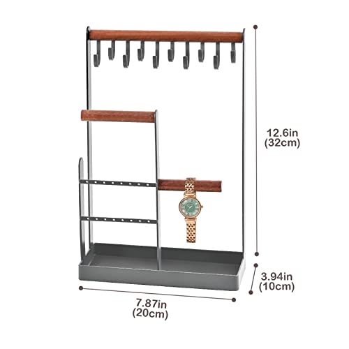 ProCase Cute Jewelry Stand, Aesthetic Jewelry Organizer for Dresser Vanity, Jewelry Holder Display for Necklaces Earrings, Gifts for Teen Girls Women, Bedroom Dorm Decor -Medium, Grey - color: Grey, size: 12.6" Height