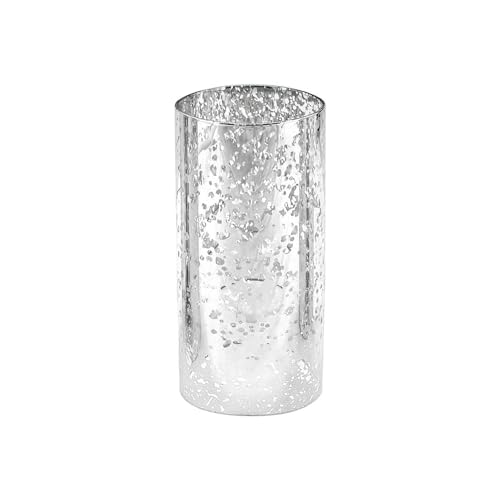 WGVI Hurricane Candle Holder Sleeve, W: 3", Ht: 6", Silver Speckled Glass Cylinder Open Both Ends, Chimney Tube Shade, 1 Piece - size: 3x6"H