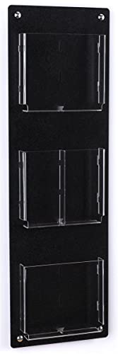 Displays2go Tiered Magazine Holder for Wall, 3-6 Adjustable Pockets, Frameless Acrylic - Black (2RP3BLK) - color: Black, size: 3 Pockets
