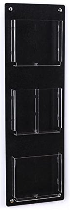 Displays2go Tiered Magazine Holder for Wall, 3-6 Adjustable Pockets, Frameless Acrylic - Black (2RP3BLK) - color: Black, size: 3 Pockets