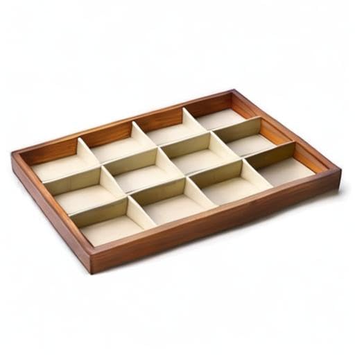 Oirlv 12 Grids Wood Jewelry Organizer Tray Stackable Jewelry Drawer Tray Bracelet/Watch Showcase Display Storage(Creamy-white) - color: Creamy-white 12 grid tray